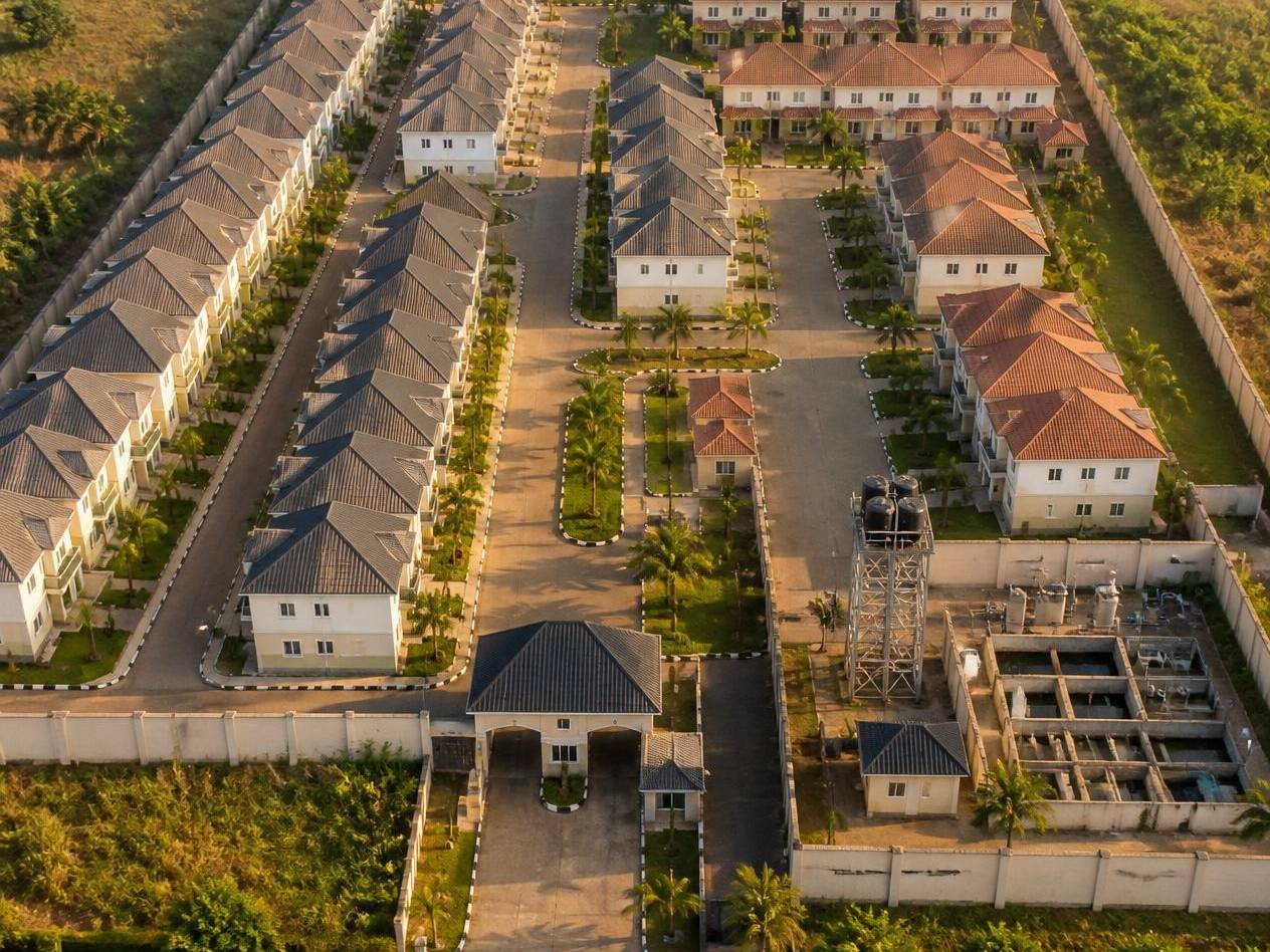 Aerial view of a residential estate